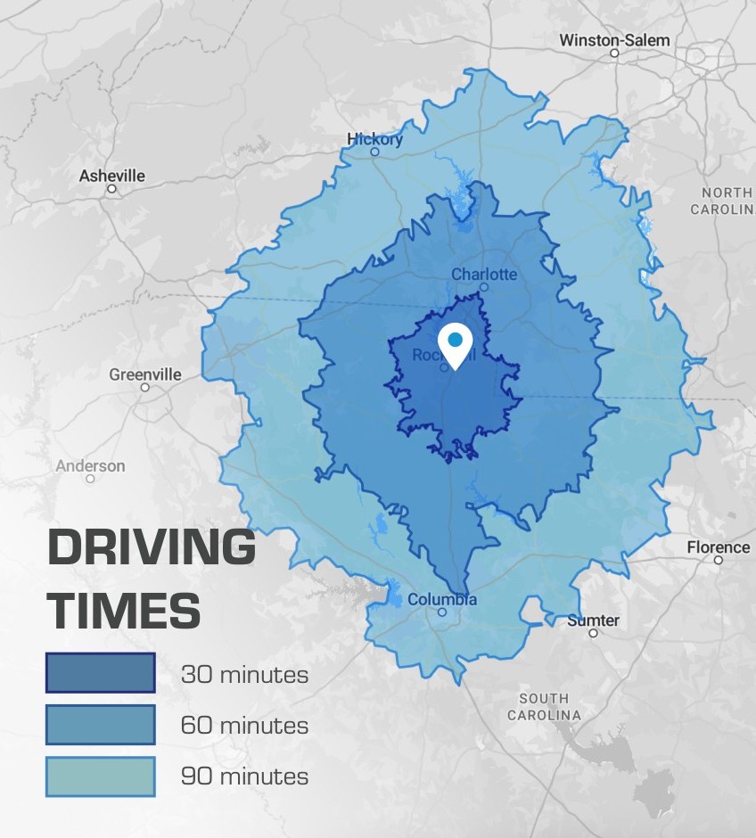 Regional drive-time radius